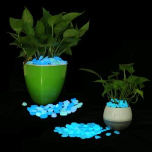 Glow in The Dark Garden Pebbles (200 PCS) – Blue Luminous Stones for Yard and Walkway Decor